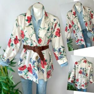 v i n t a g e :: Beautiful Floral Poppy Oversized Blazer